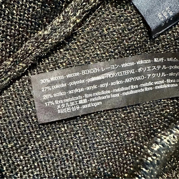 Zara Knit women's size medium wide legged black glitter gold pants - Picture 5 of 6